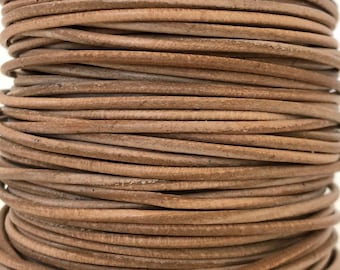 Cordon en cuir marron naturel 2 mm cordon rond en cuir sans plomb par mètre Fournitures créatives Fournitures bijoux Fournitures bohèmes en cuir CharmObsession
