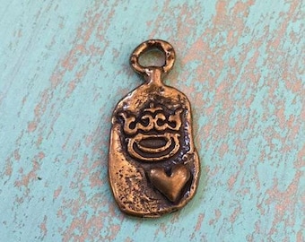 Crown Heart Charm/Pendant, Artisan Bronze - Old World, Organic Components, Wholesale Jewelry Supplies