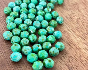 8 mm Turquoise Picasso Firepolish Facetgeslepen ronde Tsjechische glaskralen Groothandel sieradenbenodigdheden Kralenverkoop Premium Tsjechische kralen 15 kralen