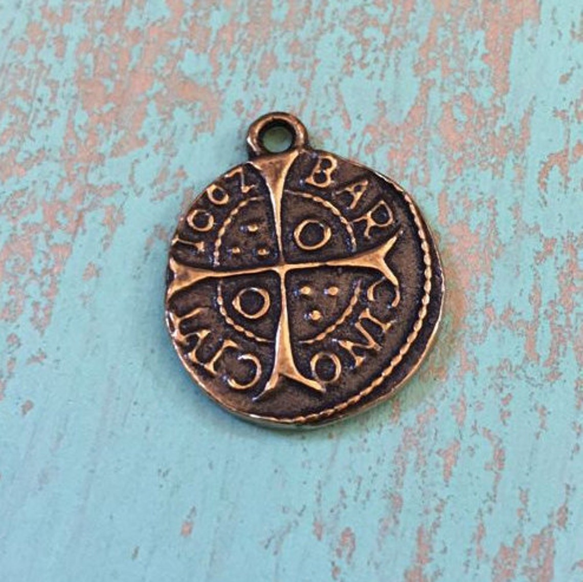Spanish Coin Cross Charm Pendant Bronze Religious Medals Etsy