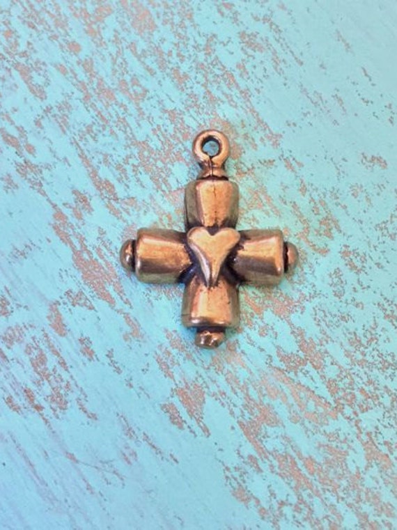 Sacred Cross Pendant Heart Pendant Charm Bronze Pendants Charms Religious Jewelry Supplies Wholesale Jewelry Supplies Boho Faith Jewelry
