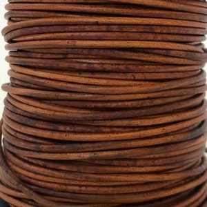 Leather Cord Natural Light Brown 2mm Round Cord Lead Free Leather by the Yard Craft Supplies Jewelry Supplies Boho Leather Supplies