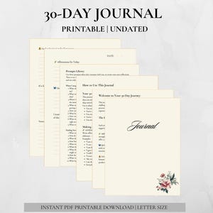 30-Day Grief Journal PDF | Healing & Self-Compassion Planner | Printable Bereavement Support | Instant Download
