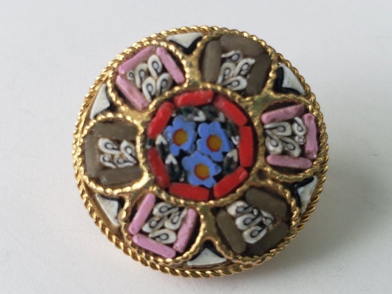 Antique Italy Micro Mosaic Brooch- Gorgeous!- - image 1