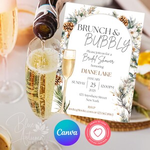 Brunch Bridal Shower Invite Canva Template - Editable Bridal Brunch Invitation for Instant Download - Modern Bridal Shower Brunch Invitation