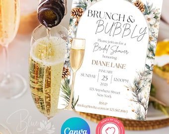 Brunch Bridal Shower Invite Canva Template - Editable Bridal Brunch Invitation for Instant Download - Modern Bridal Shower Brunch Invitation