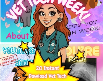 20 afdrukbare waarderingskaarten dierenartsen | Grappige en inspirerende quotes veterinair technicus | Vet Tech Week Cadeau-ideeën Vet Tech Week
