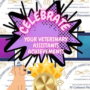 Veterinary Assistant Recognition Certificates – 11 Digital Download Accomplishment Awards for Clinics, Veterinary Assistant, Vet Med