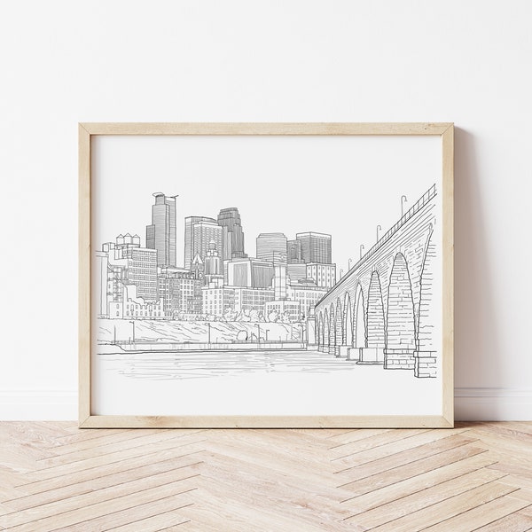 Stone Arch Bridge - Line Drawing - Minneapolis