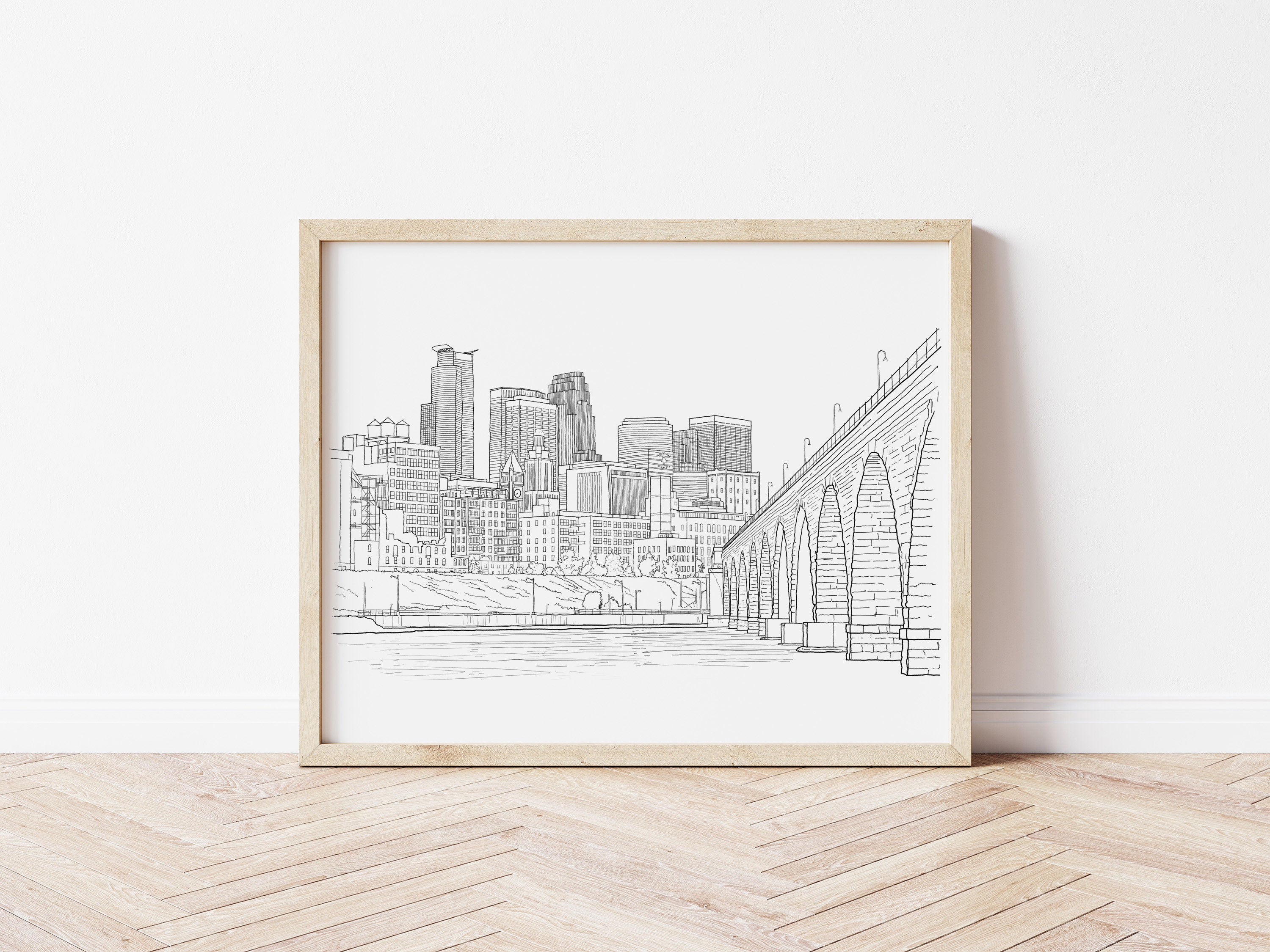 アート・デザイン・音楽 Rheinbrucken Rhine Bridges Stone Arch Bridge - Line Drawing - Minneapolis - Etsy
