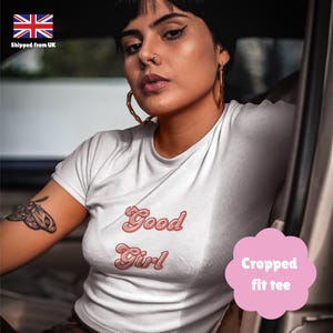 Good Girl Pink Cropped Tee – Kinky Pastel Brat Top, DDLG Aesthetic, Submissive Crop Shirt