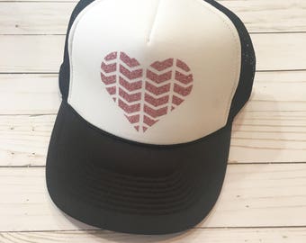 Pink Chevron Heart Hat