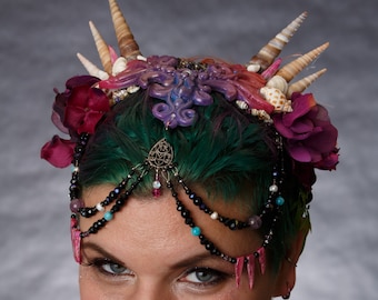 Mermaid crown with shells and silicone accent piece