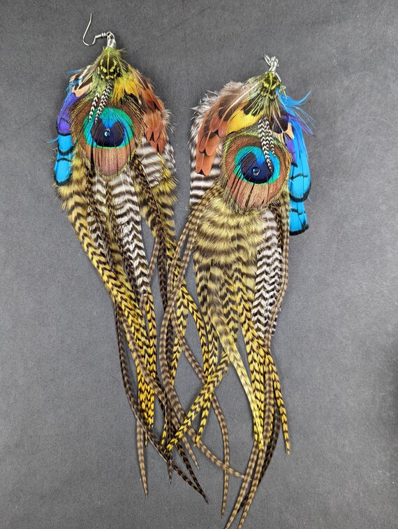 Natural Feather Earrings Extra Large Festival Statement Piece Etsy Ireland