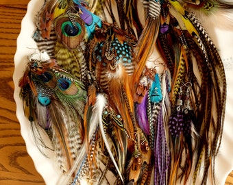 Mystery  wire wrapped feather earings
