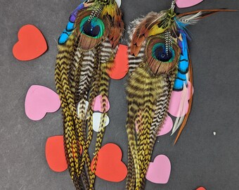 Natural Feather earrings, extra large festival statement piece
