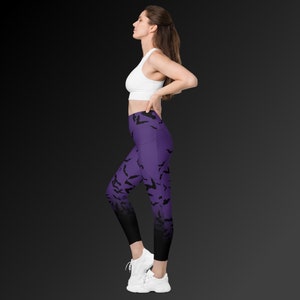 leggings mignons et effrayants de chauve-souris violette