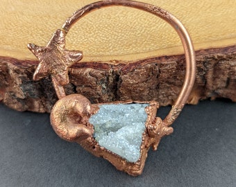 Electroformed quartz cluster with stars
