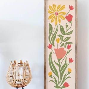 Vibrant Wildflower Vertical Wall Art | Maximalist Boho Floral Print | Narrow Long Apartment Decor | Printable instant download | bold floral