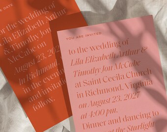 Editorial style, Modern Colorful Wedding Invitation Template. Simple unique Minimal Design. Elegant chic (Printable Instant Download)