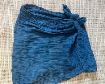 Natural Dye Indigo Sarong double gaze de coton biologique teint à la main