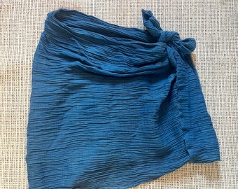 Natural Dye Indigo Sarong organic cotton double gauze hand dyed