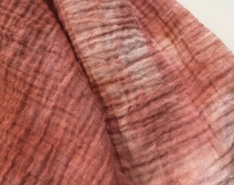 Hand dyed natural organic cotton gauze muslin shibori baby swaddle blankets: Terracotta