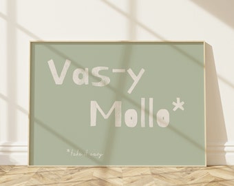 Vas-y Mollo | Take it Easy | Wall Art | Typography Print | Dorm Room Wall Art | Cute wall decor | Hand Drawn Wall Art | French Quote poster