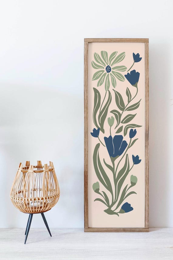 Vibrant Wildflower Vertical Wall Art | Maximalist Boho Floral