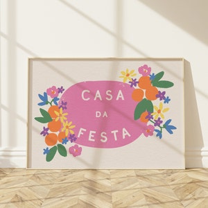 Casa da Festa Party House Wall Art Typographic Poster Typography Print Dorm Room Art Portuguese Quote poster bar cart art image 4