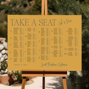 Elegant Retro Wedding Customizable Minimalist Wedding Seating Plan: Elegant Boho-Retro Chart Template, Instant Download