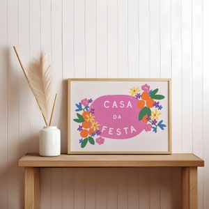 Casa da Festa Party House Wall Art Typographic Poster Typography Print Dorm Room Art Portuguese Quote poster bar cart art image 2