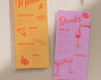 Mid Century Wedding Menu Template: Retro Palm Springs Cocktail