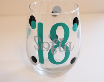 Personalized 18th Birthday Wine Glass: Custom Vinyl Decal