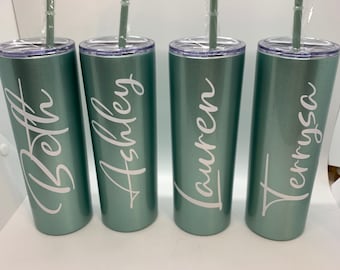 Personalized Bridesmaid Tumbler, Personalized Stainless Steel Tumbler, Personalized Tumbler,Personalized Skinny Stainless Steel Tumbler