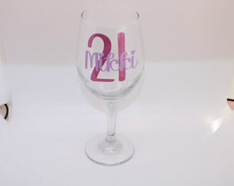 21st Birthday, 21st Birthday Gift, 21st Birthday Wine Glass, 21st Birthday Glass, 21st wine glass, Birthday wine glass, Custom Wine Glass
