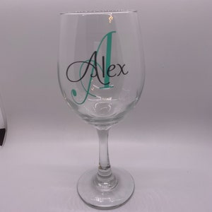 Monogram Wine Glass, Personalized Wine Glass, Monogram Wine Glasses, Personalized Wine Glasses, Custom Wine Glass, Custom Wine Glasses image 1