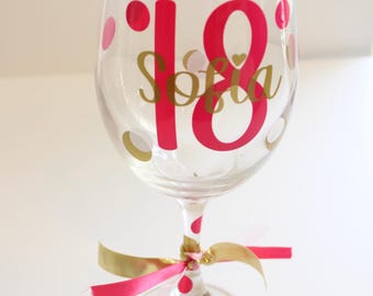 Personalized 18th Birthday Wine Glass: Custom Vinyl Decal