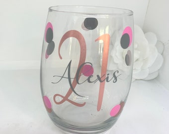 Personalized 21st Birthday Wine Glass, 21st Birthday Glass, 21, 21st Birthday, 21st Birthday Gift, 21st birthday party, Birthday
