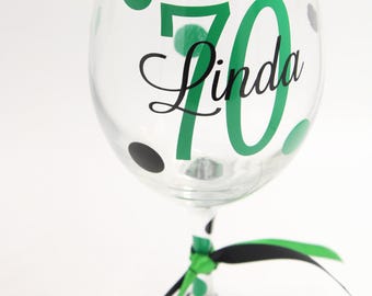 Personalized 70th Birthday Wine Glass: Milestone Celebration Gift