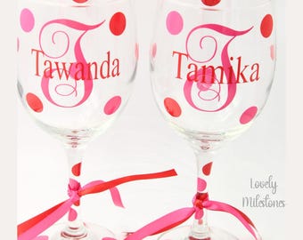 Personalized Wine Glass: Custom Initial, Bridesmaid Gift