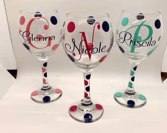 Monogram Wine Glass, Personalized Wine Glass, Monogram Wine Glasses, Personalized Wine Glasses, Custom Wine Glass, Custom Wine Glasses