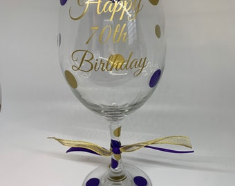 70th Birthday Wine Glass, 70th Birthday Glass, 70th, 70, 70th Birthday, 70th Birthday Gift, 70th birthday party, Birthday, Birthday Girl