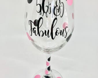Personalized 50th Birthday Wine Glass – Fifty and Gift