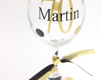Personalized 70th Birthday Wine Glass: Milestone Celebration Gift