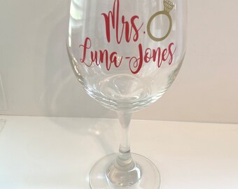 Personalized Future Mrs Wine Glass - Bridal Shower Gift