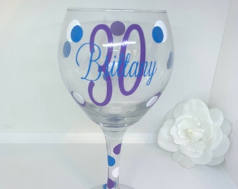 Personalized 30th Birthday Wine Glass, 30th Birthday Glass, 30th Birthday, 30th Birthday Gift, 30th birthday party, Birthday, Birthday Girl