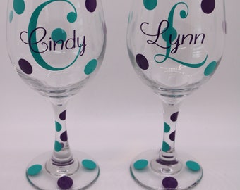 Monogram Wine Glass, Personalized Wine Glass, Monogram Wine Glasses, Personalized Wine Glasses, Custom Wine Glass, Custom Wine Glasses