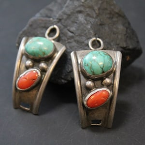 Sterling Silver Turquoise and Coral Watch Tips