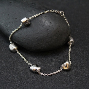 Silver Modernist Beaded Link Bracelet